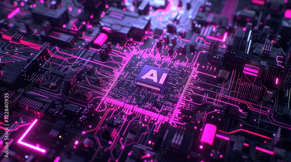 AI Chip, Artificial intelligence (AI), machine learning and modern computer technologies concepts. Technology, Internet and network concept