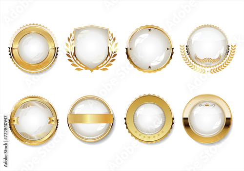 Gold and white empty labels retro vintage design vector collection   photo