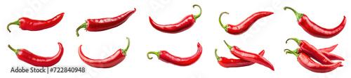 Set of hot red chili pepper, cut out - stock png. photo