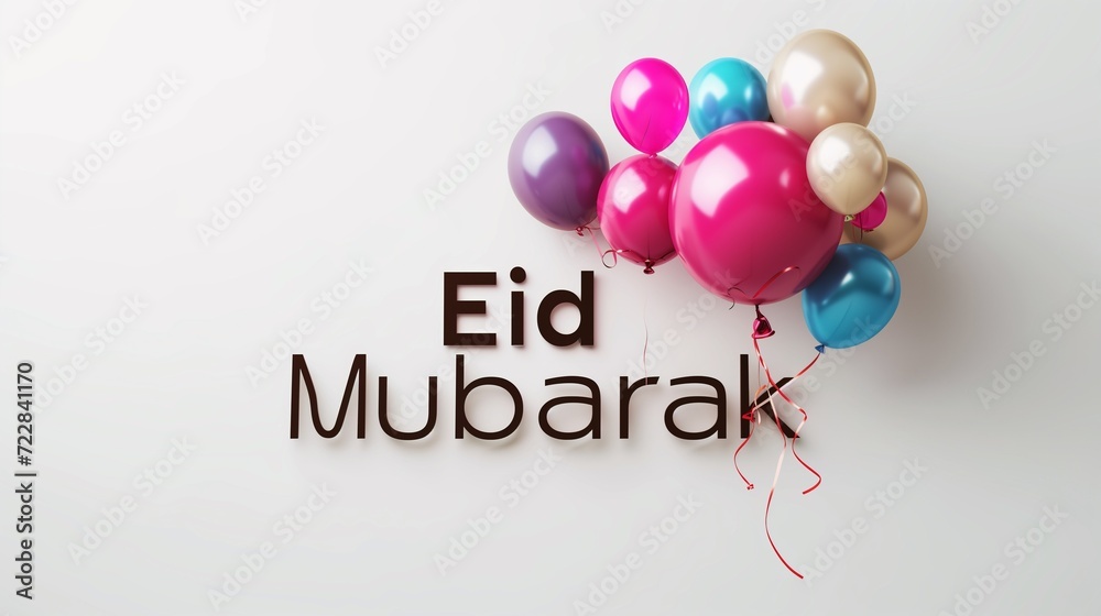 Eid Mubarak Text decoration with Balloon illustration Eid Mubarak Text decoration with Balloon illustration