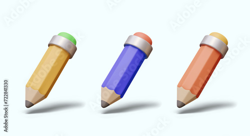 Set of pencils of different colors. Stationery for writing and drawing