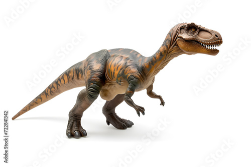 Ancient dinosaur figurine shooting in studio and isolated on white background  close up side view