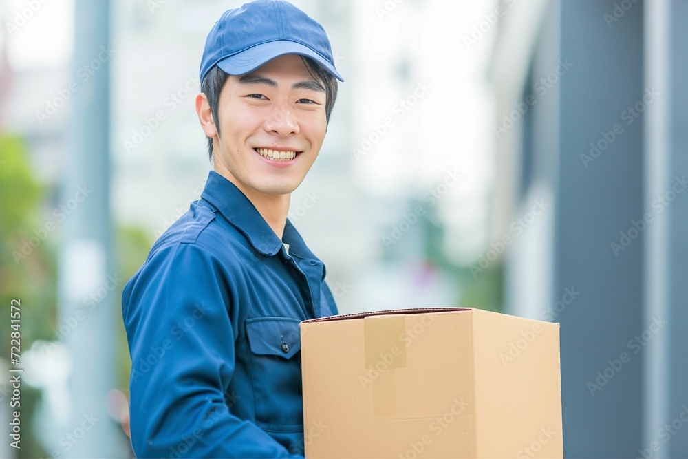 段ボールを運ぶ日本人男性の引っ越し業者(新生活・新居・進学・引っ越し準備) 段ボールを運ぶ日本人男性の引っ越し業者(新生活・新居・進学・引っ越し準備)