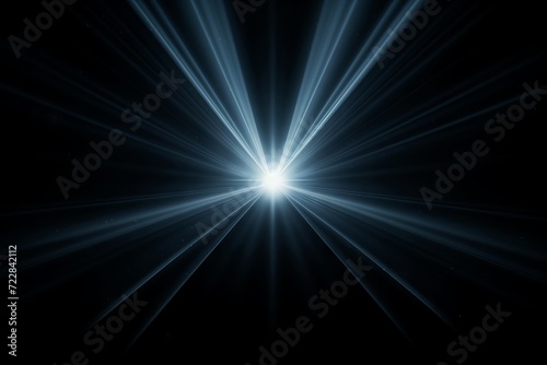 Glowing sunlight rays with lens flare effect on black background