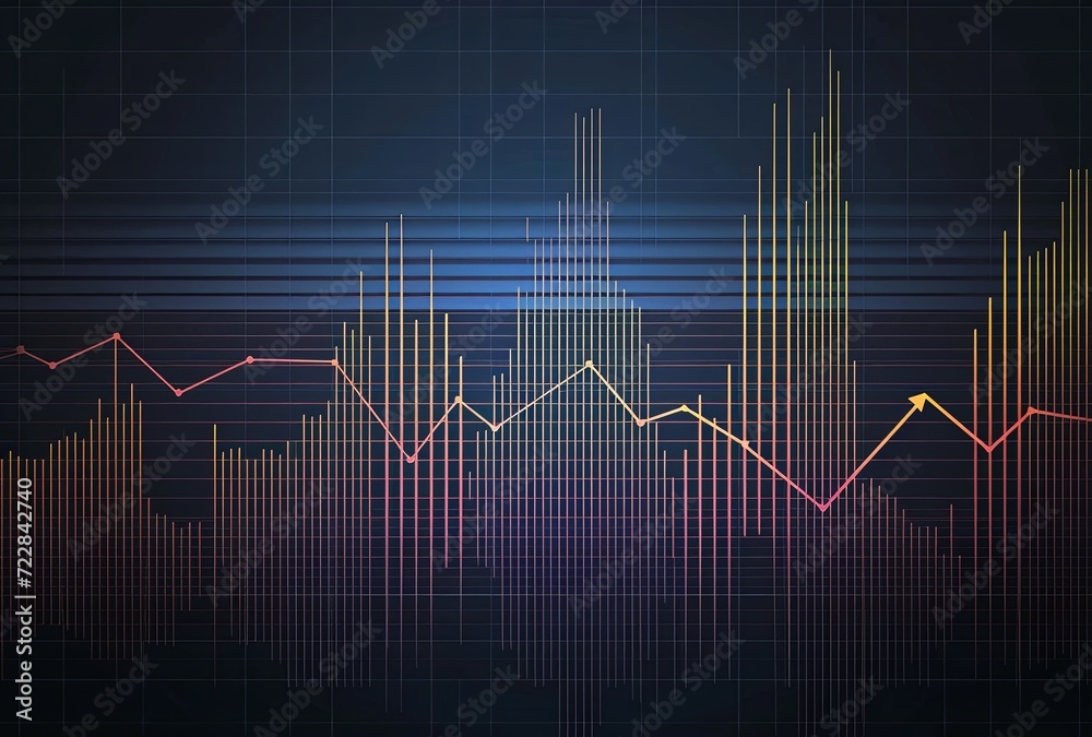 Graph background with pointing up pointing down Stock illustration Market with balanced components and technology as an important component
