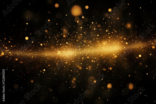 Sparkling yellow glitter on a dark background - a festive and elegant light effect for your design projects