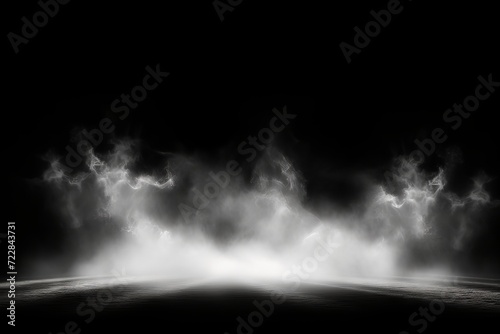 Abstract light effect photography of white smoke lighting on a black background