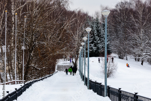 landscape with snow covered bridge