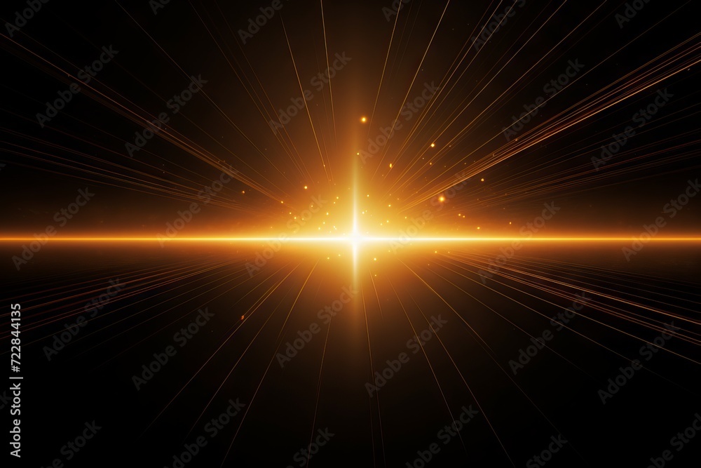 Sunburst with glowing rays and lens flare on a dark background Sunburst with glowing rays and lens flare on a dark background