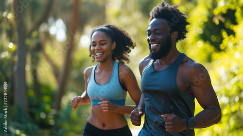 Attractive sportive couple, outdoor workout. 