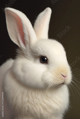 Funny white little rabbit for greeting Easter Day