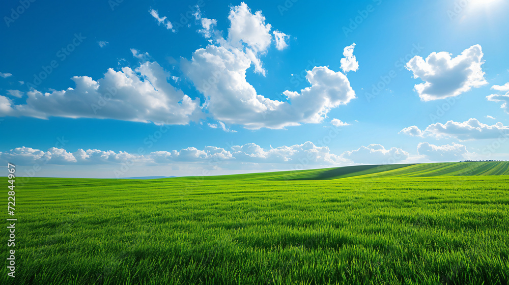 Green field and blue sky