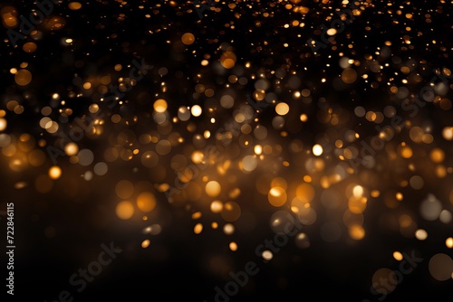 Bokeh light effects on black background - abstract glowing circles and stars