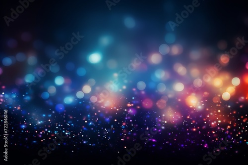 Bokeh light effects on black background - abstract glowing circles and stars