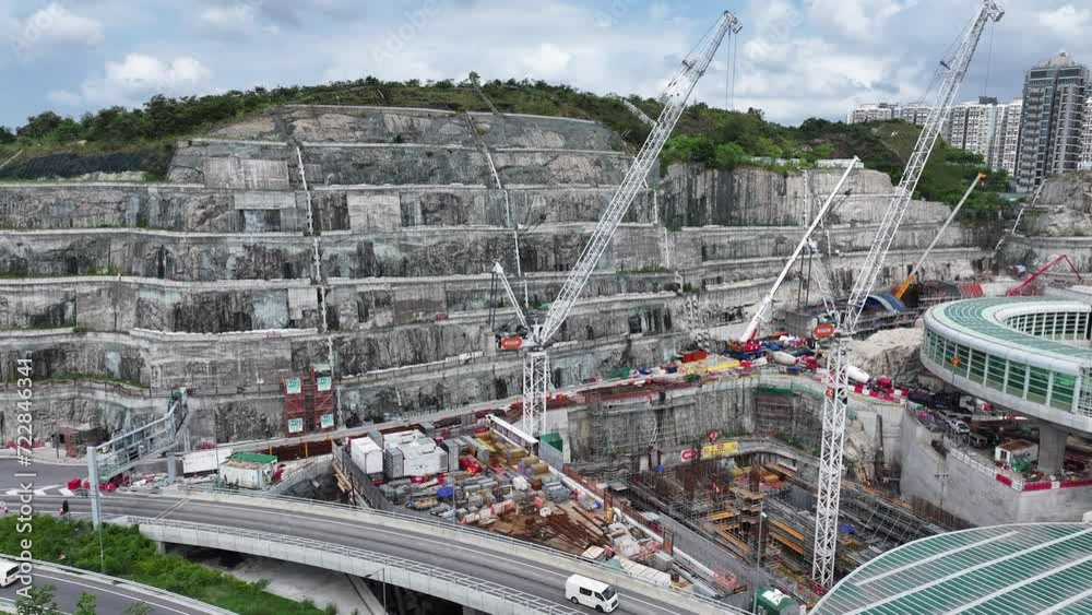 Drone Aerial Skyview in Tseung Kwan O Lam Tin Tunnel Interchange ...