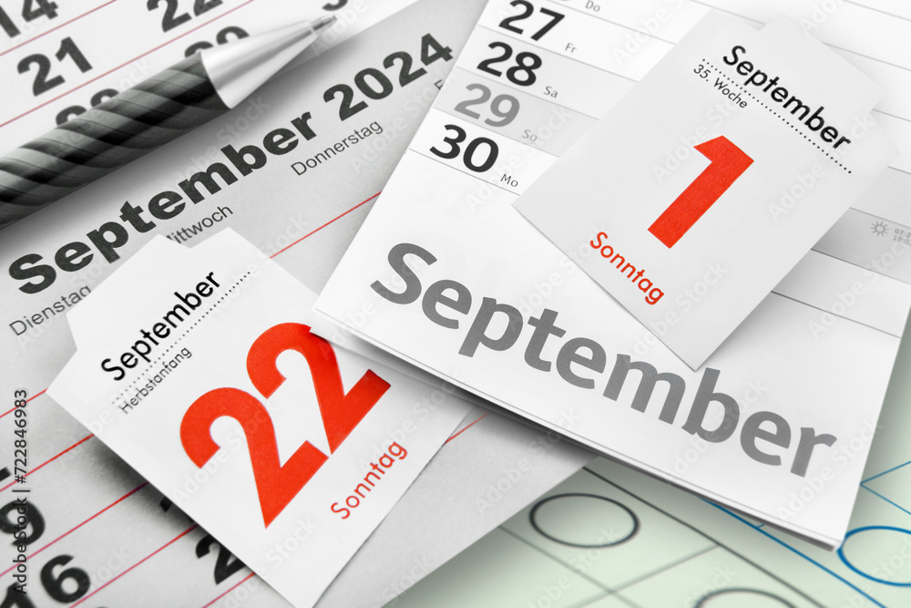 Deutscher Kalender und Wahltermine 2024 1. und 22. September Sachsen Thüringen Brandenburg mit Wahlzettel Deutscher Kalender und Wahltermine 2024 1. und 22. September Sachsen Thüringen Brandenburg mit Wahlzettel