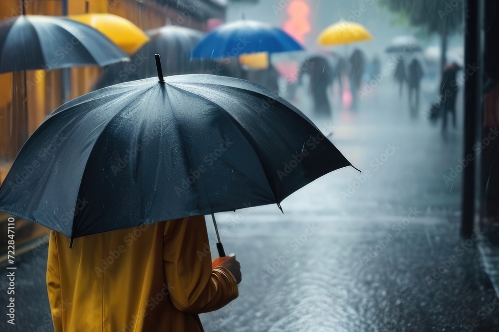 Holding umbrella. black umbrella during daytime Man in Rain with umbrella.