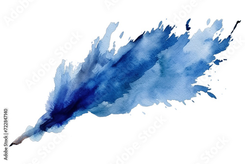 Blue paint splashing out of brush. Isolated on transparent background