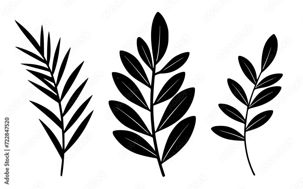 Fototapeta premium Leaves vector clipart. Spring illustration.