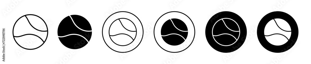 Tennis ball vector icon set collection. Tennis ball Outline flat Icon.