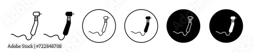 Dental drill vector icon set collection. Dental drill Outline flat Icon.