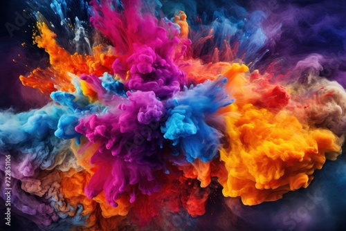 Colorful rainbow smoke powder explosion. Abstract smoke background wallpaper concept 