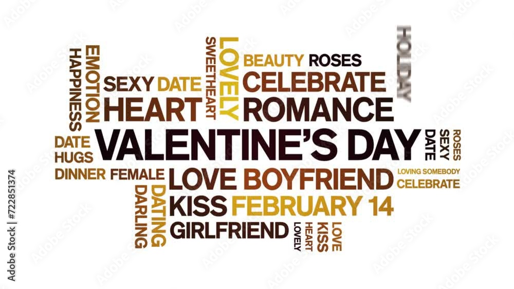 Valentine's Day animated word cloud;text design animation tag kinetic typography seamless loop. Valentine's Day animated word cloud;text design animation tag kinetic typography seamless loop.
