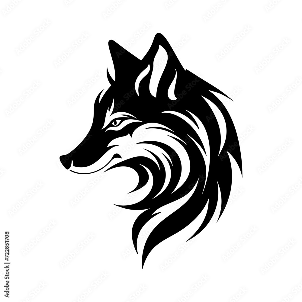 Fototapeta premium Arctic fox hand-drawn outline vector sketch isolated on white background 