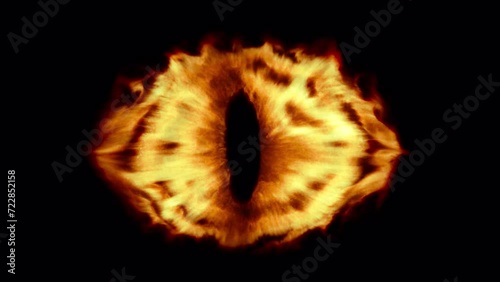 Fire eye on black background with alpha channel 