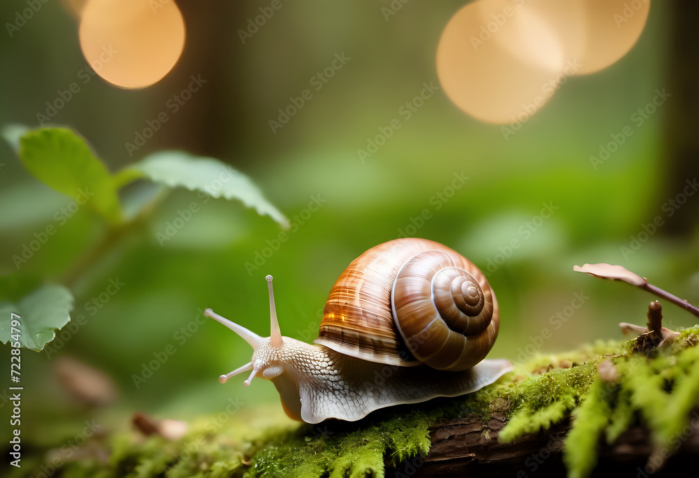 close-up of a clam walking in a lush forest close-up of a clam walking in a lush forest