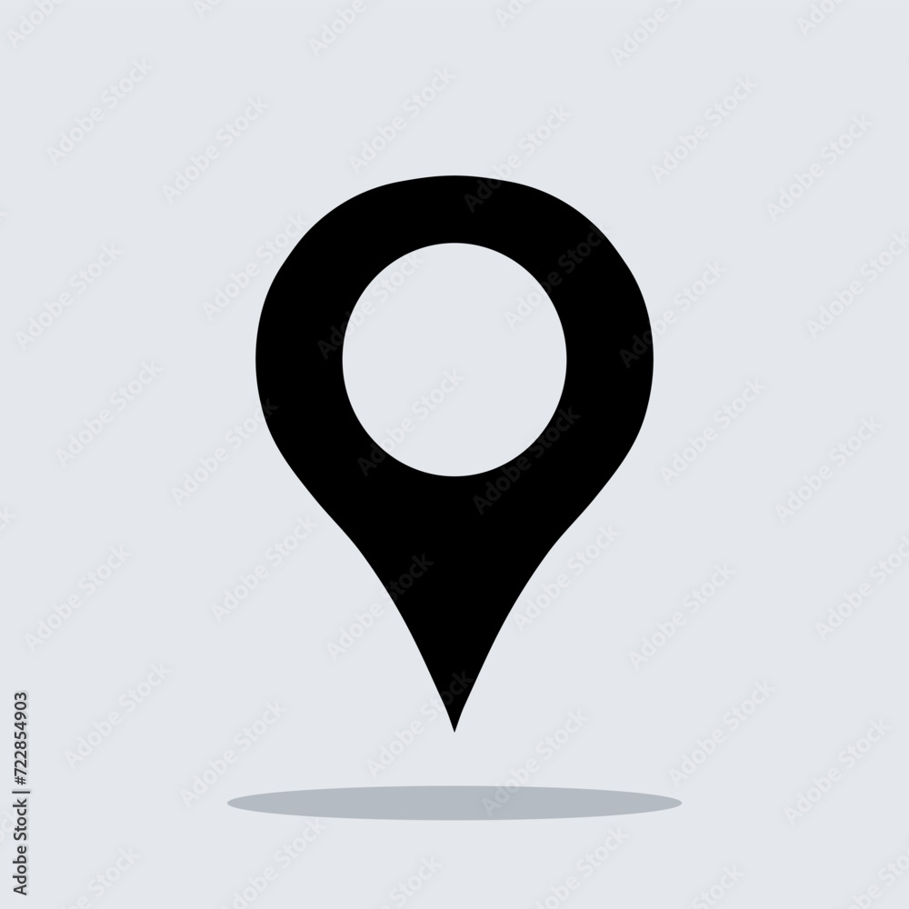 Location icon vector. Pin icon logo design. Pointer symbol isolated on gray background Location icon vector. Pin icon logo design. Pointer symbol isolated on gray background