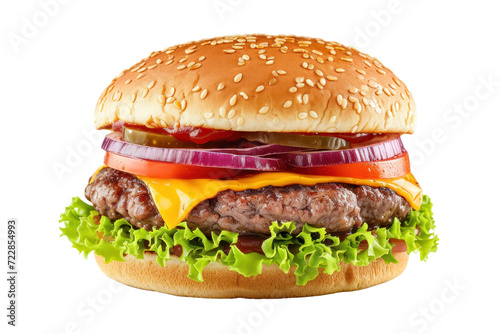 A giant juicy burger, cut out - stock png.