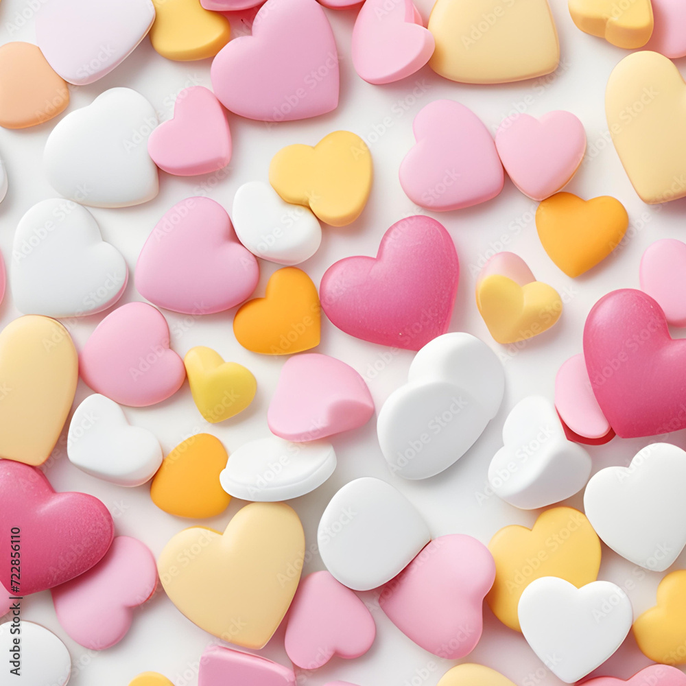a lot of different colored hearts on a white surface