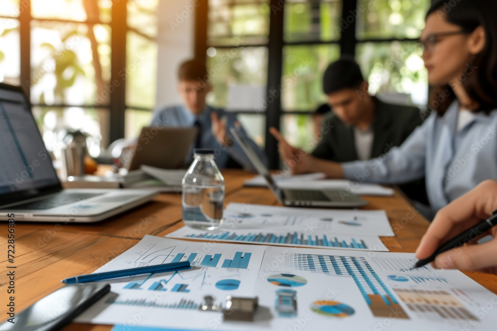 Corporate Strategy Session: Business Team Analyzing Financial Charts Corporate Strategy Session: Business Team Analyzing Financial Charts