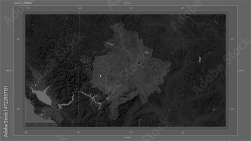 Kosovo composition. Grayscale elevation map