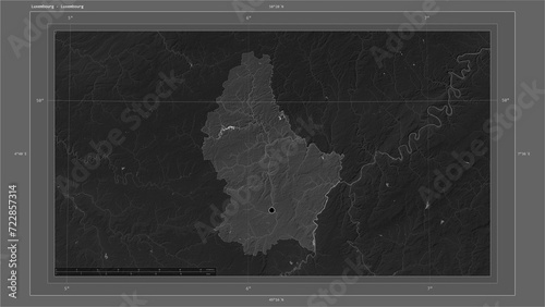 Luxembourg composition. Grayscale elevation map