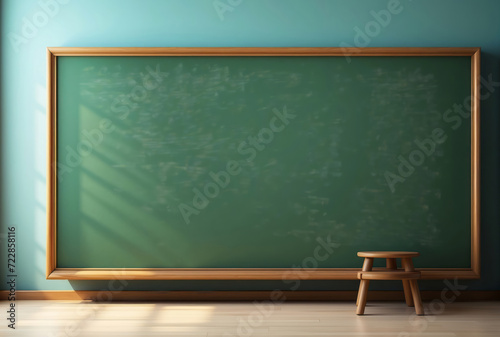 empty school board, green chalkboard in the classroom 