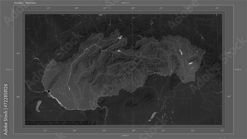 Slovakia composition. Grayscale elevation map