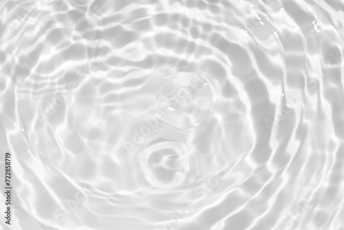 White water with ripples on the surface. Defocus blurred transparent white colored clear calm water surface texture with splashes and bubbles. Water waves with shining pattern texture background. © Water 💧 Shining 📸