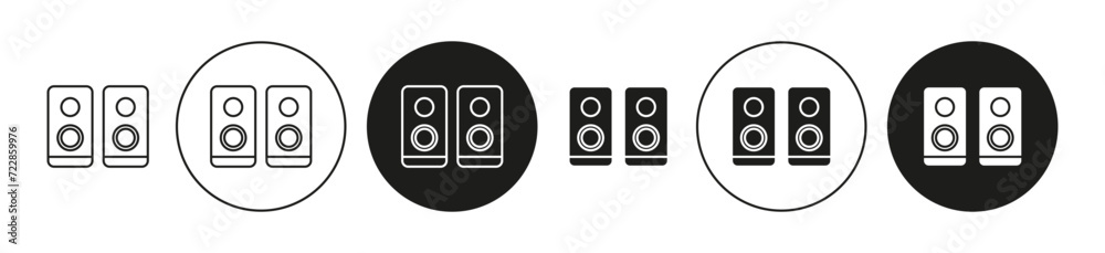 Fototapeta premium Two Stereo Speakers outlined icon contour line vector. Two Stereo Speakers flat and simple set design