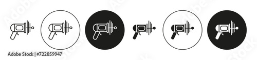 Space gun outlined icon contour line vector. Space gun flat and simple set design