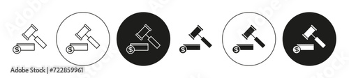 Auction outlined icon contour line vector. Auction flat and simple set design