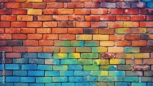 Colorful brick wall. Background with rainbow colors.