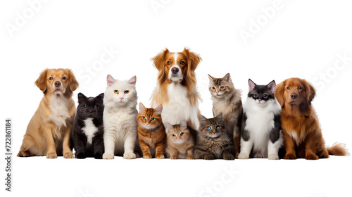 Group of cats and dogs, isolated on transparent background © AnniePatt