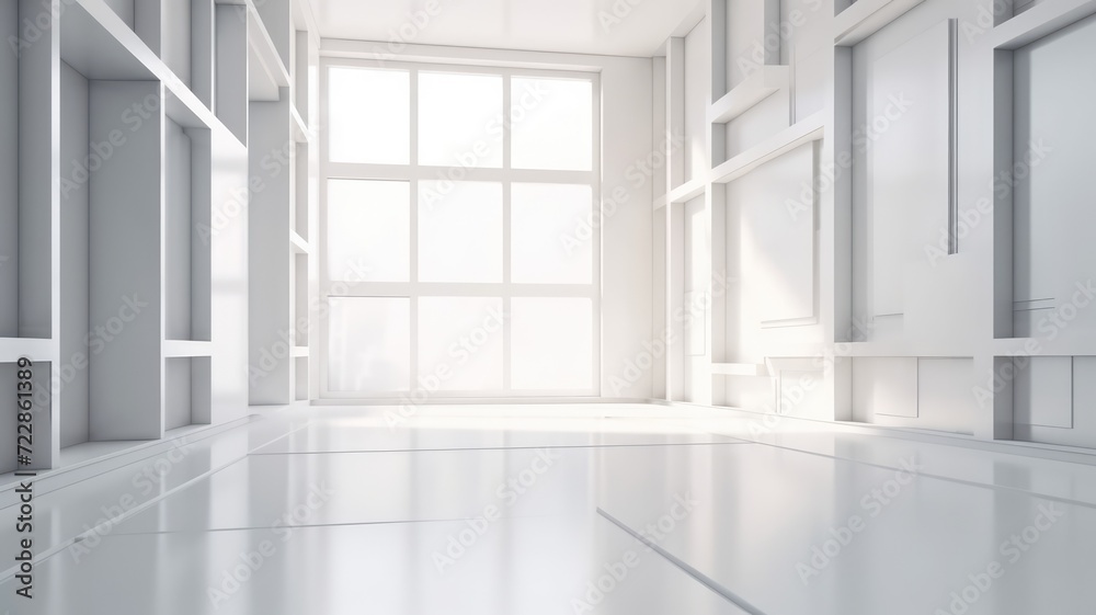Fototapeta premium minimal white empty living room interior render