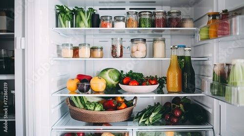 Refrigerator full of healthy food.