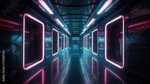 modern club passage with luminous neon tube light