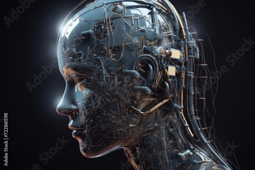 futuristic ai robotics human head technology concept