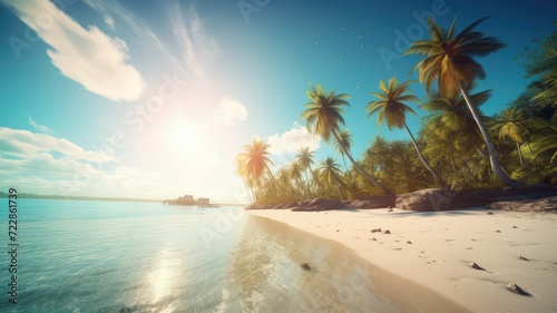beautiful and natural tropical palm tree seascape wallpaper