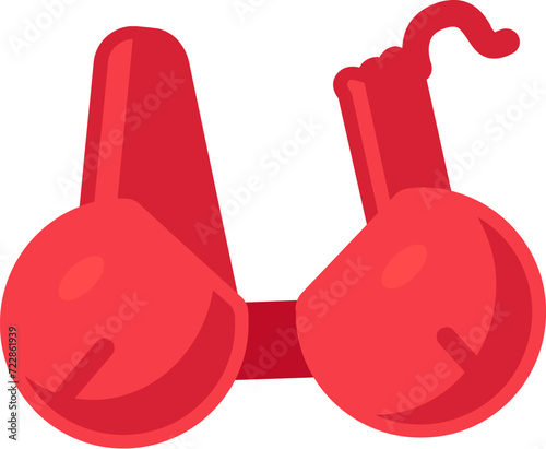Sorting old unwanted clothes. Old women bra with torn strap. Items out of use and fabric to disposal. Recycling of textile industrial products. Simple cartoon flat vector icon isolated on white back